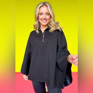 NEW SSYS Marissa Fleece Lined Air Poncho In Black